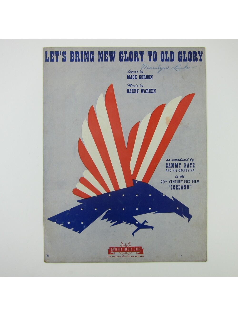 Sheet Music Let's Bring New Glory To Old Glory US Flag Film Iceland Vintage 1942